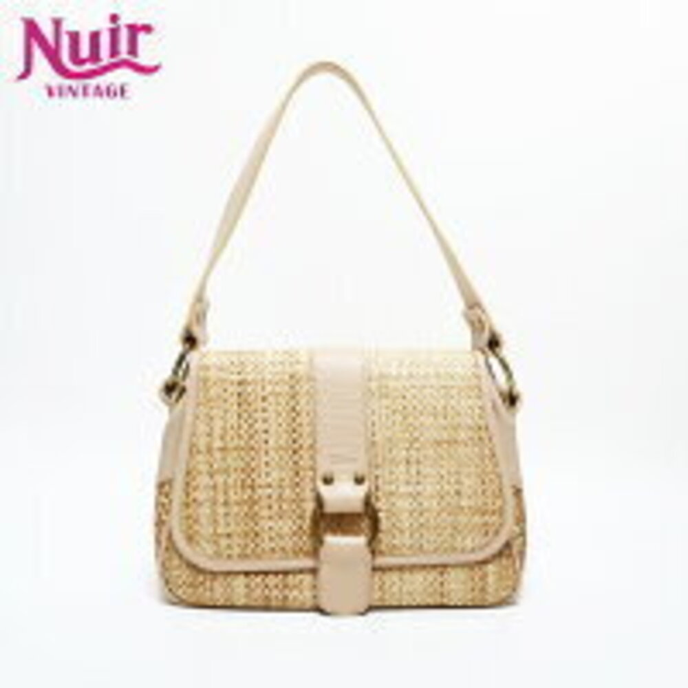 Chloe Raffia Straw Tan Basket Bag One Shoulder Hobo Beige